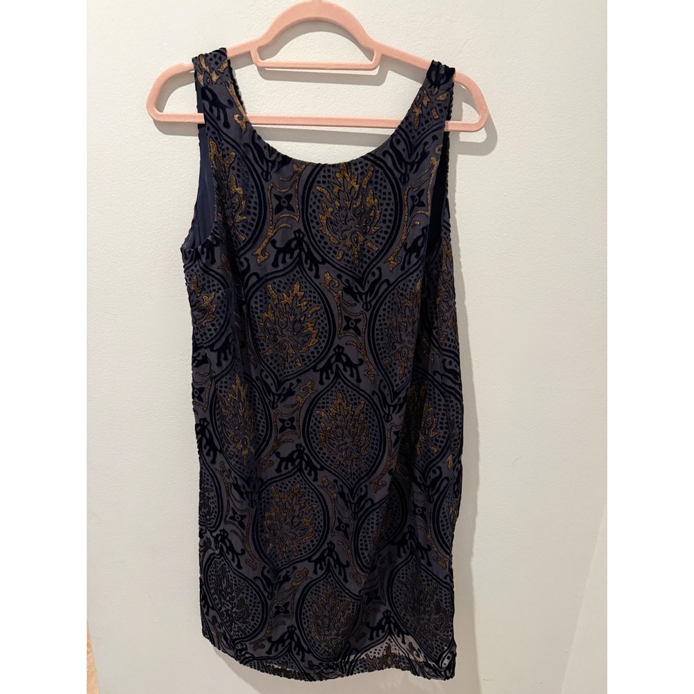 Loft Velvet Burnout Damask Shift Swing Dress